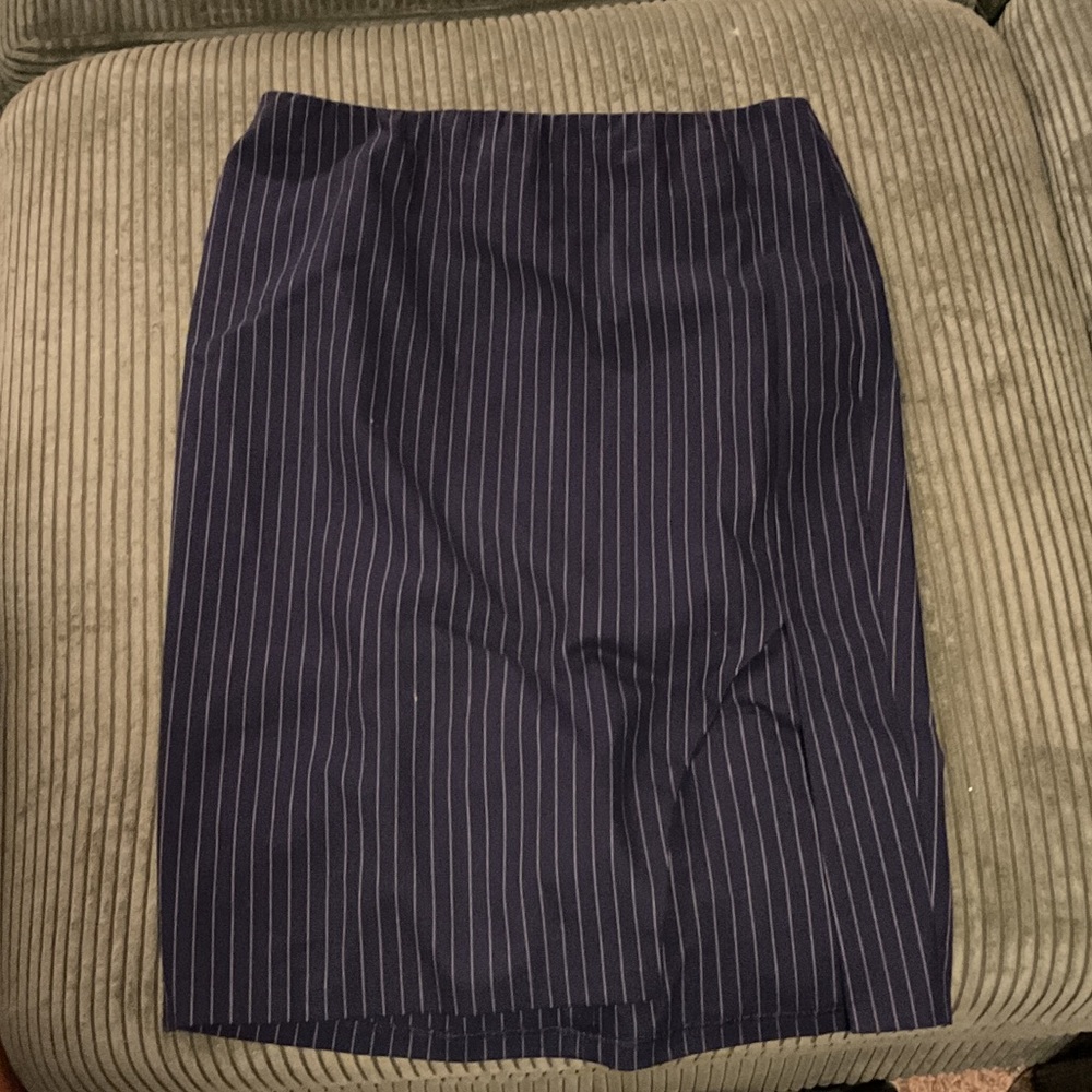 Lane Bryant Navy Pinstripe Pencil Skirt - Classic Office Staple
